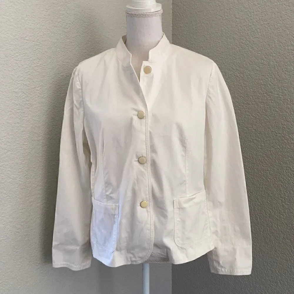 Talbots White Ivory Button Down Jacket